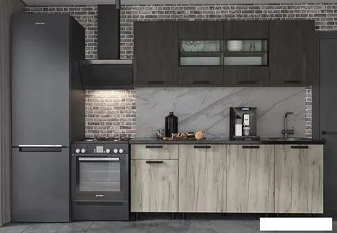 Готовая кухня Стендмебель Эдинбург 2.0 (железный камень/дуб крафт серый)