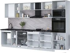 Готовая кухня Интерлиния Мила Лайт 3.3-ПМ1-2 (бетон/антрацит/опал светлый)