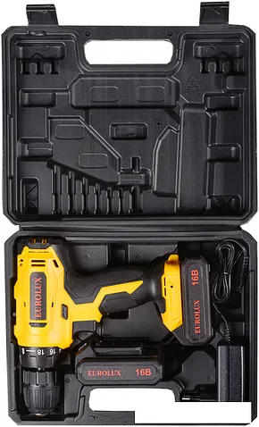 Дрель-шуруповерт Eurolux ДА-16/2Li 72/14/51 (с 2-мя АКБ, кейс)