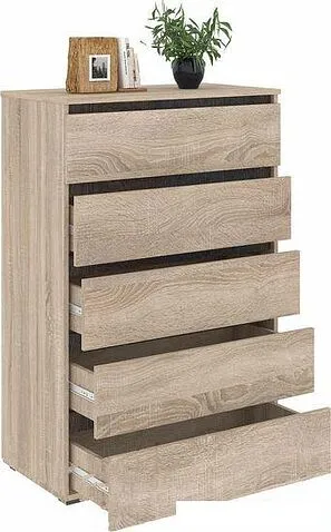 Комод Кортекс-мебель Бари 80 5ш (дуб сонома/дуб сонома/береза)