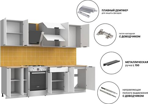 Готовая кухня Arvento АНТА-плюс 2м (белый)
