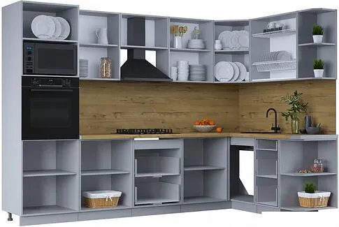Готовая кухня Интерлиния Тренд 1.68x3.0 ВТ правая (пепел/пепел/опал светлый)