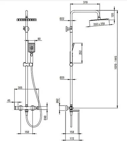 Душевая система  Deante Titanium NAC_D4HT