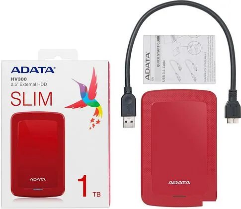 Внешний накопитель A-Data HV300 AHV300-2TU31-CRD 2TB (красный)