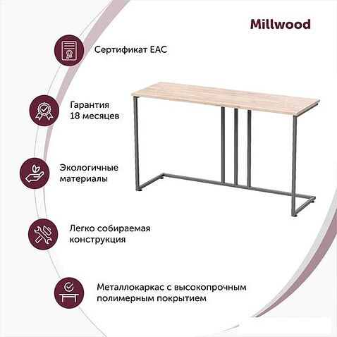 Консольный стол Millwood Лиссабон 1 (дуб табачный craft/черный)