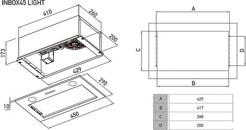Кухонная вытяжка Meferi INBOX45WH Light