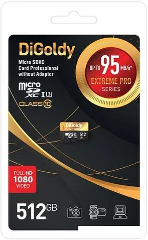 Карта памяти DiGoldy Extreme Pro microSDXC 512GB DG512GCSDXC10UHS-1-ELU3 (без адаптера)