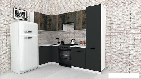 Готовая кухня ВерсоМебель Эко-1 1.2x2.6 левая (дуб гранж колониальный/антрацит/ст.мрамор итальянский)