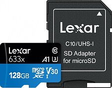 Карта памяти Lexar 633x microSDXC LSDMI128BB633A 128GB (с адаптером) Карта памяти Lexar 633x microSDXC LSDMI128BB633A 128GB (с адаптером)