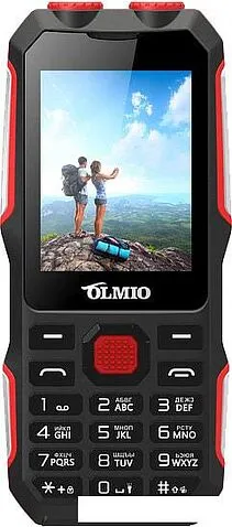 Кнопочный телефон Olmio X02 (черный/красный)