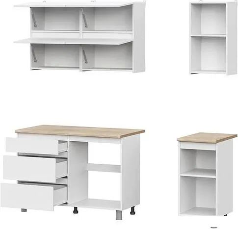 Готовая кухня NN мебель Токио 1.6м (белый текстурный/тростник)