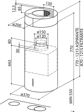 Кухонная вытяжка Faber Cylindra IS./4 EV8 X A37