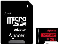 Карта памяти Apacer microSDHC AP32GMCSH10U5-R 32GB (с адаптером) Карта памяти Apacer microSDHC AP32GMCSH10U5-R 32GB (с адаптером)