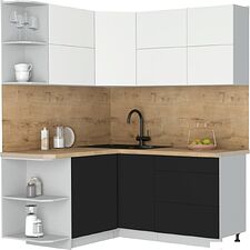 Кухонный модуль Интерлиния Мила Матте 1.5x1.7 А (белый/черный/дуб бунратти)