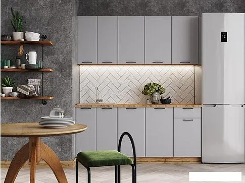 Готовая кухня Mebiplex Вивиан МДФ 1.8м 38мм (вотан/серый матовый)