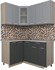 Готовая кухня Интерлиния Мила 12x15 (антрацит/серебро)