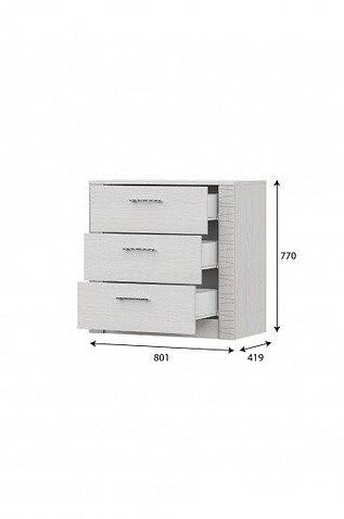 Комод Mio Tesoro Гамма 20 Серия №4 3 ящика (ясень анкор светлый/сандал светлый)