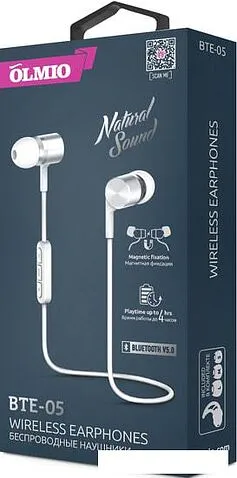 Наушники Olmio BTE-05 (серебристый/белый)