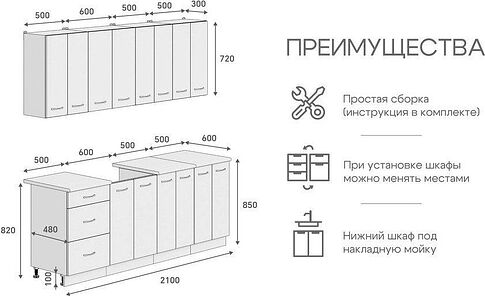 Готовая кухня Кортекс-мебель Корнелия Лира 2.1 (дуб сонома/дуб бунратти)