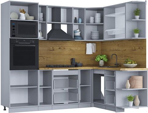 Готовая кухня Интерлиния Мила Шато 1.68x2.4 ВТ правая (пепел/пепел/опал светлый)