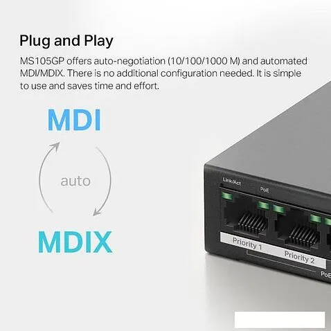 Неуправляемый коммутатор Mercusys MS105GP