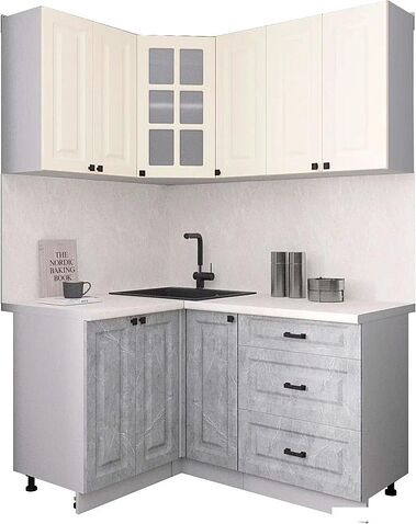 Готовая кухня Интерлиния Мила Деко 1.2x1.5 (керамика/белый/опал светлый)