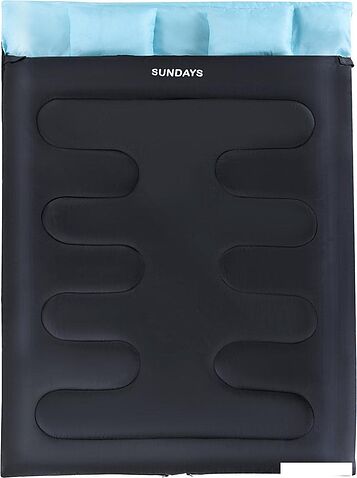 Спальный мешок Sundays ZC-SB017 с двумя подушками (черный/синий)