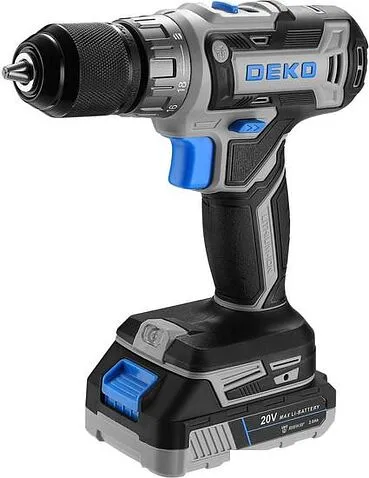 Дрель-шуруповерт Deko DKCD20V PRO 080-1001 (с 2-мя АКБ, кейс, оснастка)