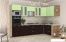 Готовая кухня Интерлиния Мила 1.68x3.0 правая (салатовый/дуб венге/малага) Готовая кухня Интерлиния Мила 1.68x3.0 правая (салатовый/дуб венге/малага)