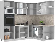 Готовая кухня Интерлиния Мила Лайт 1.68x2.4 правая (вудлайн кремовый/вудлайн кремовый/малага)