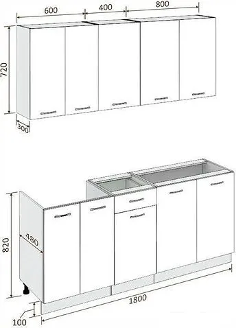 Готовая кухня Кортекс-мебель Корнелия Лира-лайт 1.8м (капучино/оникс/дуб бунратти)