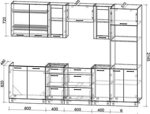 Готовая кухня Интерлиния Мила 2.8 ВТ без столешницы (вудлайн кремовый/антрацит)