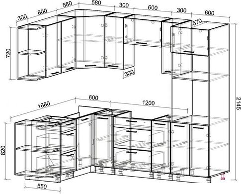 Готовая кухня Интерлиния Мила Лайт 1.68x2.4 левая (вудлайн кремовый/вудлайн кремовый/малага)