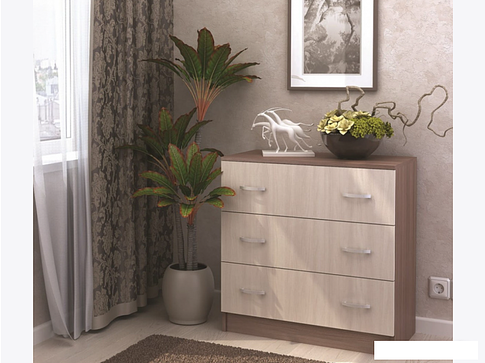 Комод Стендмебель Бася КМ-551-М 3 ящика (ясень шимо светлый-ясень шимо темный)