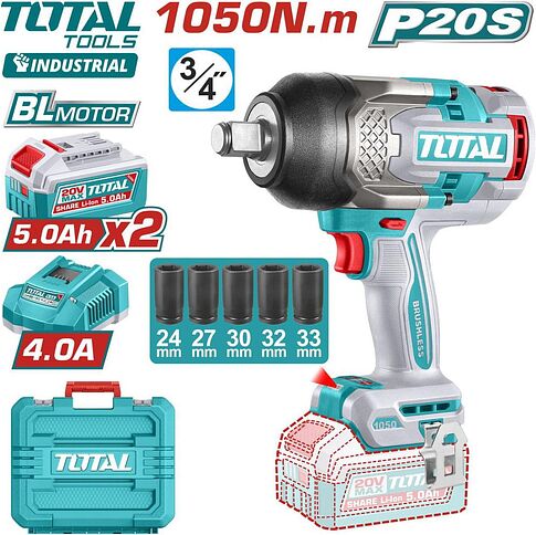 Гайковерт Total TIWLI20105 (с 2-мя АКБ, кейс)