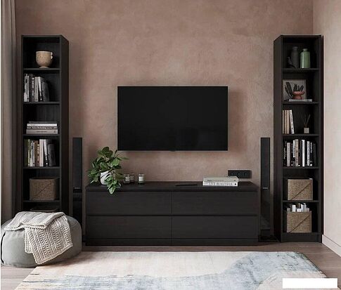 Комод Mio Tesoro Варма 4Д (шпон ясень, черный)