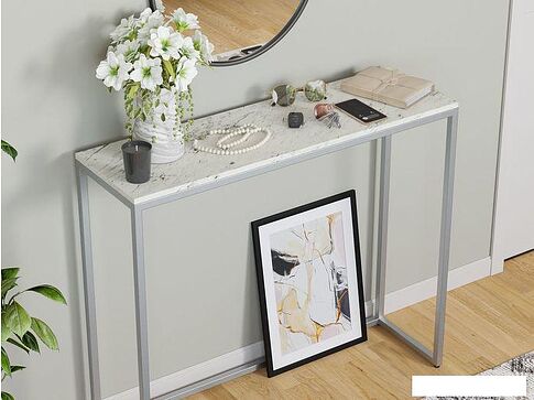 Консольный стол LoftyHome Мальборк 1627985 (мрамор сноу/серебро)