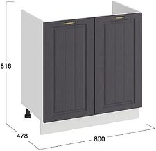 Шкаф напольный Трия Лина 1Н8М (белый/графит)