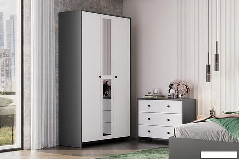 Комод Mio Tesoro Дольче 3 ящика (графит/белый)