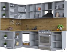 Готовая кухня Интерлиния Тренд 1.5x2.6 левая (луна/луна/бискайская сосна)