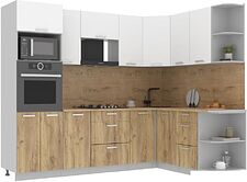 Готовая кухня Интерлиния Мила Лайт 1.68x2.6 правая (белый платинум/дуб золотой/дуб бунратти) Готовая кухня Интерлиния Мила Лайт 1.68x2.6 правая (белый платинум/дуб золотой/дуб бунратти)