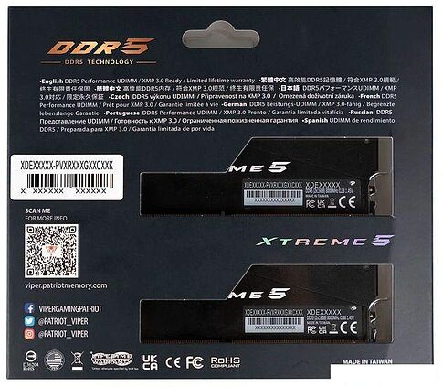 Оперативная память Patriot Viper Xtreme 5 2x24ГБ DDR5 7600 МГц PVX548G76C36K