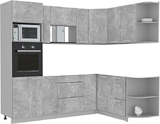 Готовая кухня Интерлиния Мила Лайт 1.68x2.4 правая без столешницы (бетон)