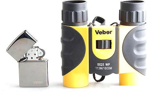 Бинокль Veber 8x25 WP черный-желтый