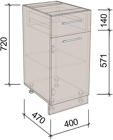 Шкаф напольный Артём-Мебель 400мм СН-114.08-Ш (ДСП дуб крафт белый)