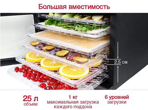 Сушилка для овощей и фруктов Oursson DR60102D/BL