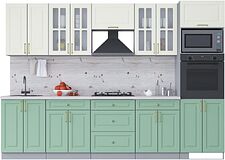 Готовая кухня Интерлиния Мила Шато 3.0В (белый/мята/бискайская сосна)