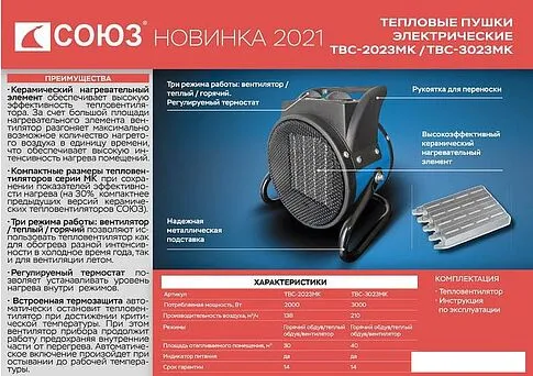 Тепловентилятор СОЮЗ ТВС-2023МК