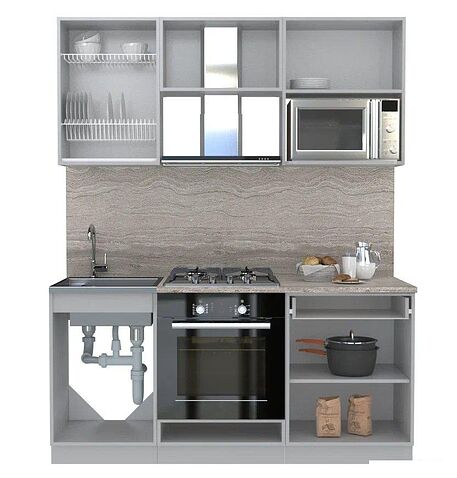 Готовая кухня Интерлиния Мила Лайт 1.7 ВТ (вудлайн кремовый/антрацит/малага)