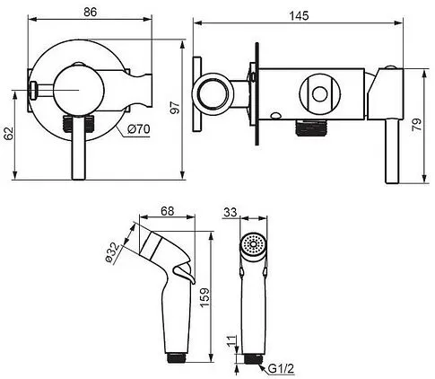 Гигиенический душ Damixa Option 211000300 (черный)